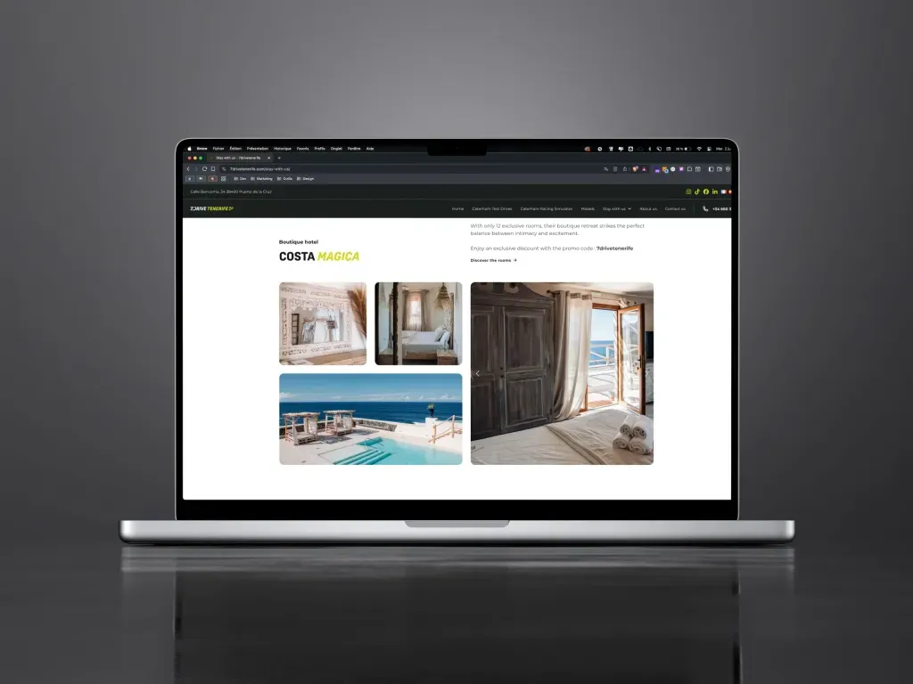 Première image de présentation du projet réalisé pour 7Drive Tenerife